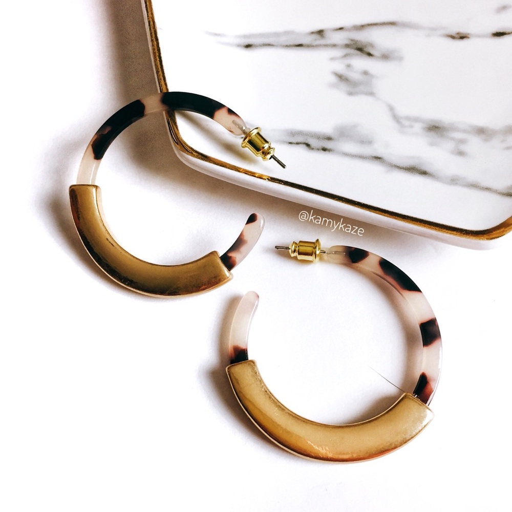 🆕 Tortoise Shell Acrylic Resin Hoop Earrings